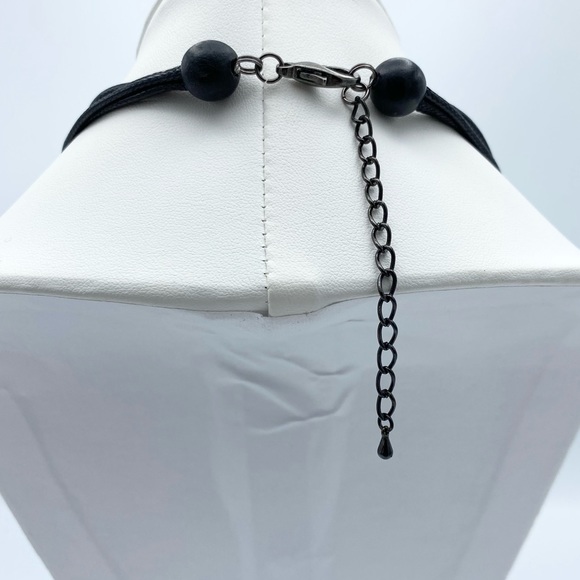 Mother of Pearl Rings Multi Black Cord Statement Necklace - Picture 4 of 10